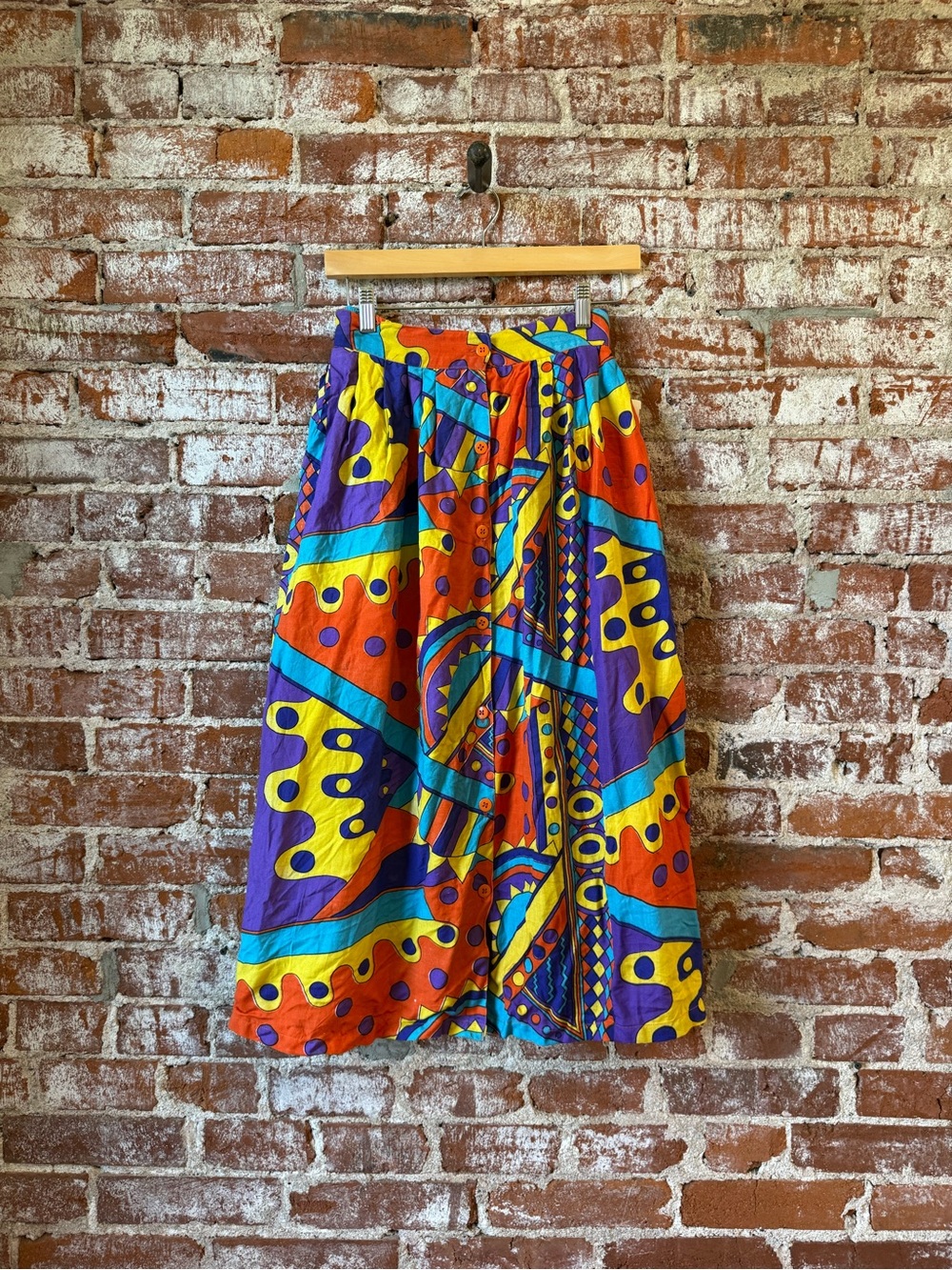Vintage Vibrant Multicolor Maxi Skirt - Bold Abstract Print